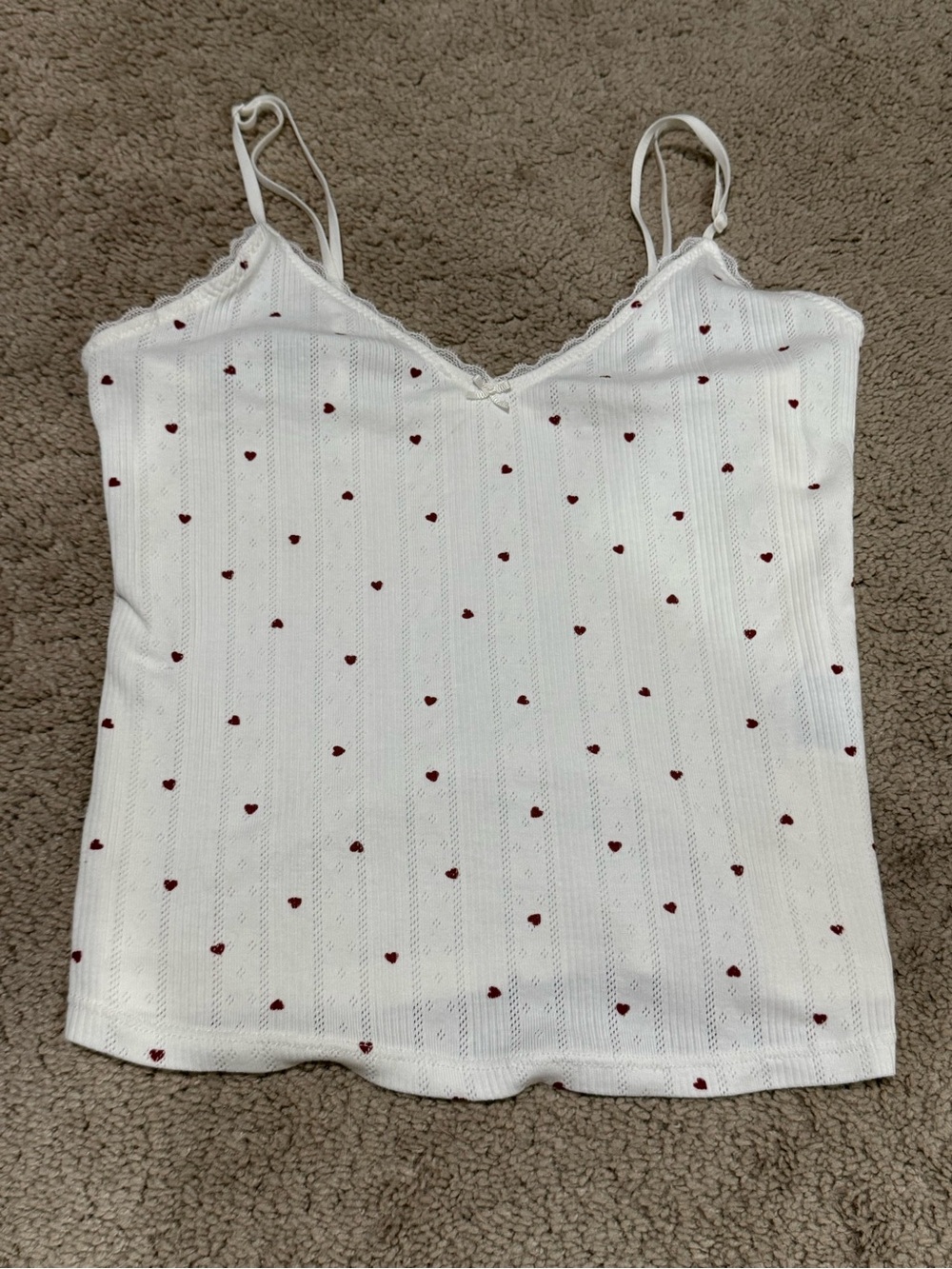 H&M White Cami Tank with Red Heart Print